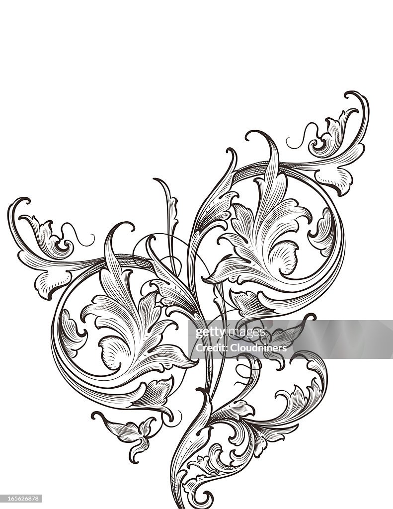 Hand Engraving Leaf Script Acanthus Leaf Engraving