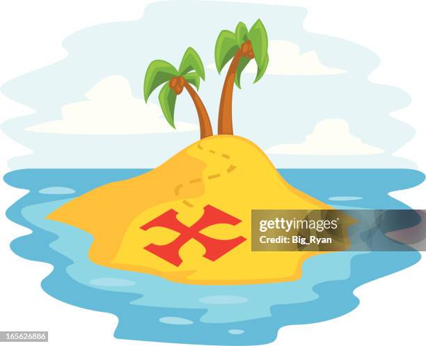 pirate island - x marks the spot stock illustrations