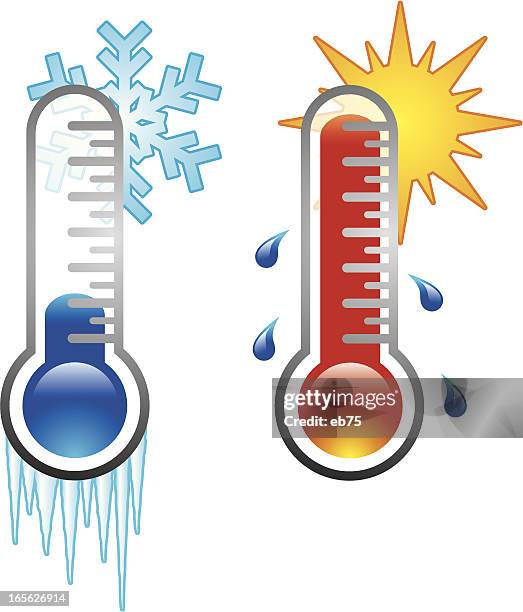 two thermometers - heat temperature stock illustrations