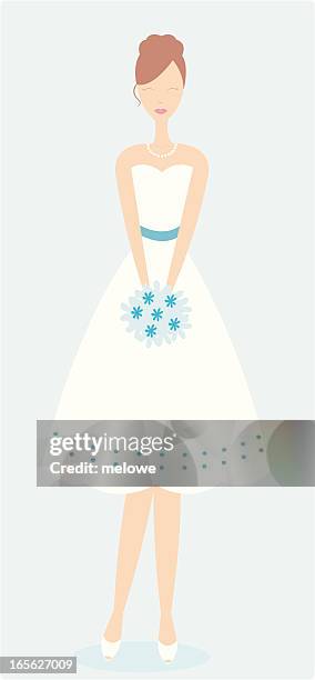 cute summery bride or bridesmaid - strapless stock illustrations