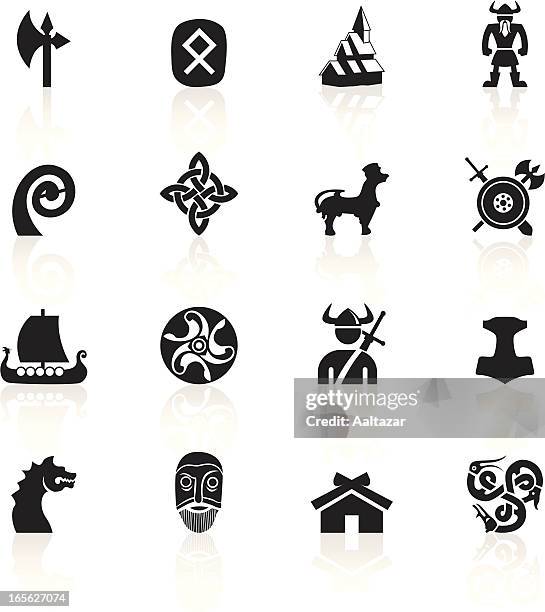 ilustrações de stock, clip art, desenhos animados e ícones de preto símbolos-vikings - viking ship