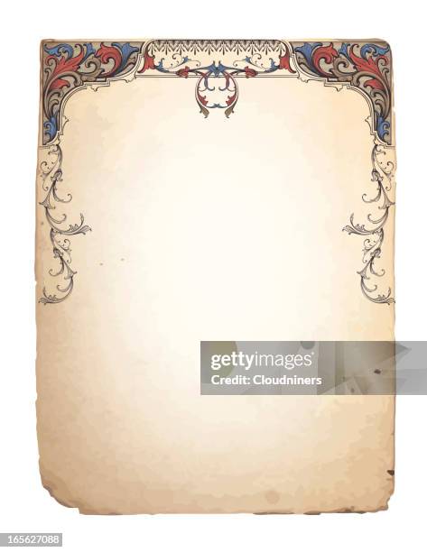 vintage scroll stationery - gothic style stock illustrations