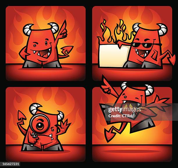 little devil - fire inspection stock illustrations
