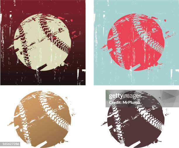 grunge baseball - baseball isolated stock illustrations