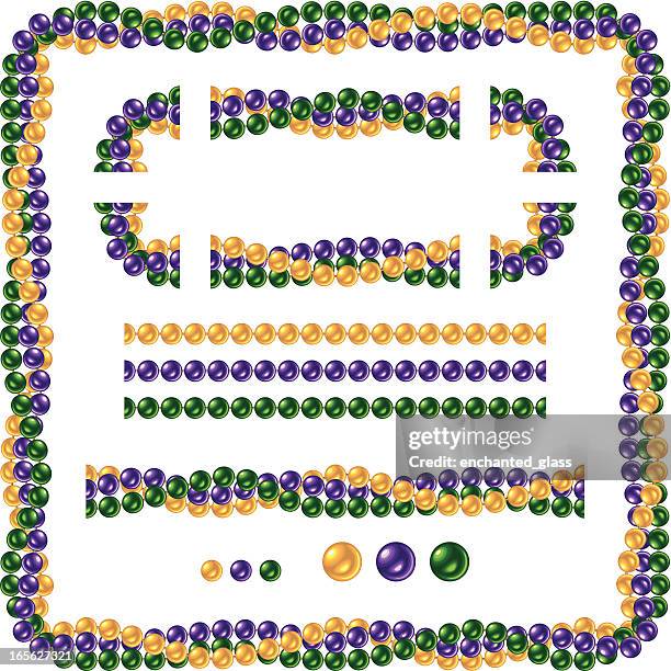 nahtlose glänzenden mardi gras-halskette mit perlen - beads stock-grafiken, -clipart, -cartoons und -symbole