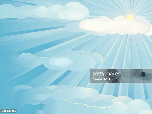 blue sky sun background horizontal - looking up stock illustrations