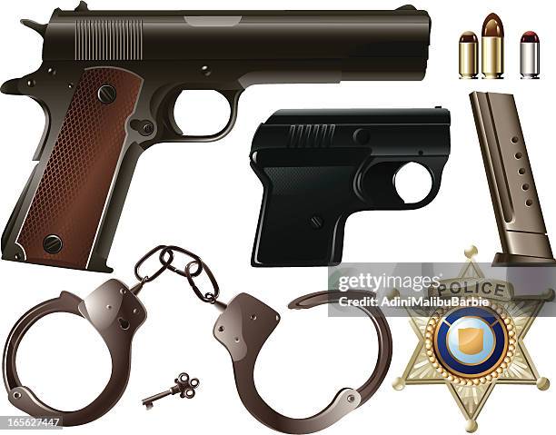 stockillustraties, clipart, cartoons en iconen met police equipment set - ammunition magazine