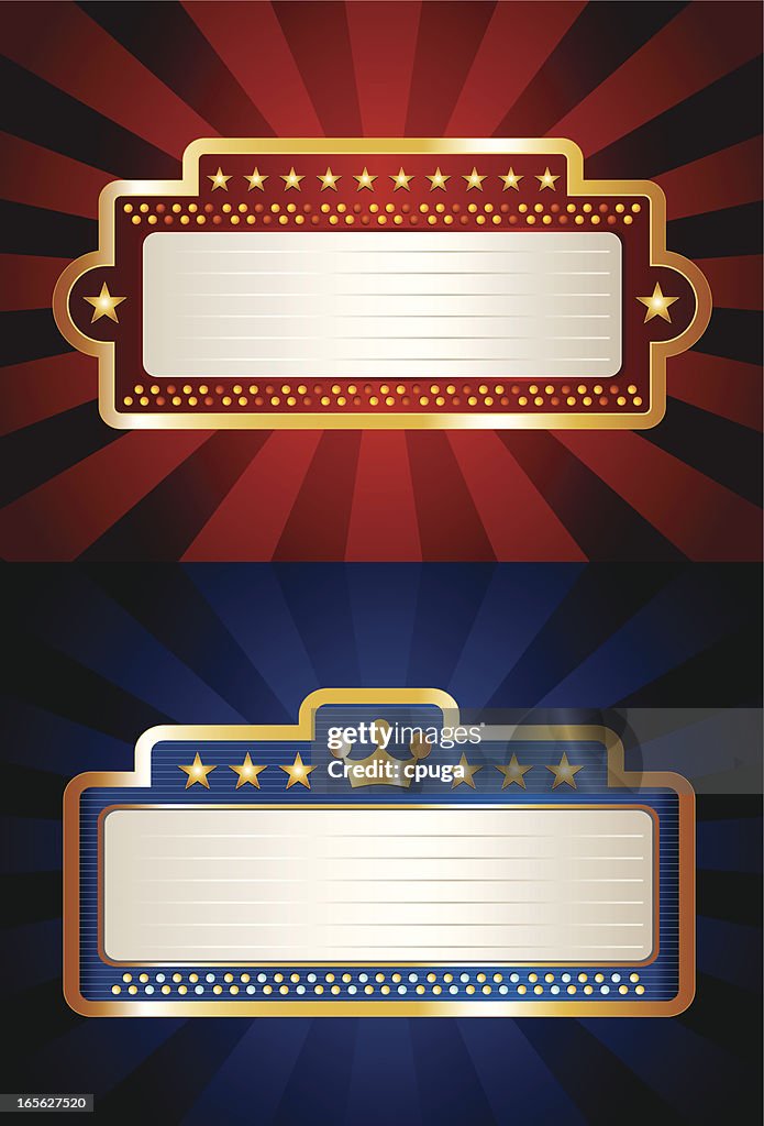 Pair of Bright Theater Marquees