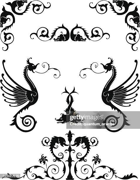 ornamental animals - dolphin stock illustrations