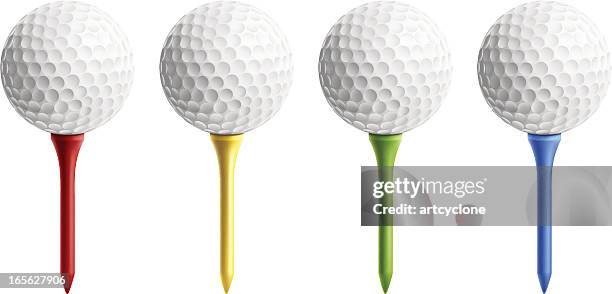 golfball auf tee - tee sports equipment stock-grafiken, -clipart, -cartoons und -symbole