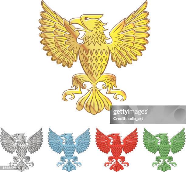 eagle symbols with colour variations - polish eagle stock illustrations