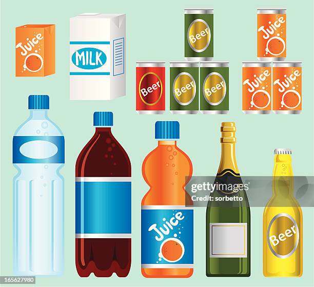 ilustraciones, imágenes clip art, dibujos animados e iconos de stock de supermercado — serie bebidas - bebida fría