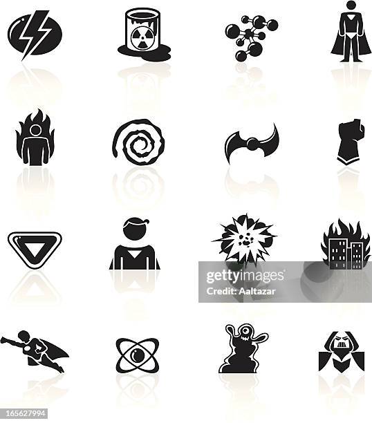 black symbols - superhero - toxic waste stock illustrations