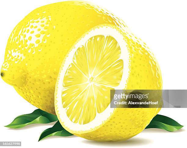 ilustraciones, imágenes clip art, dibujos animados e iconos de stock de limón y medio - limón