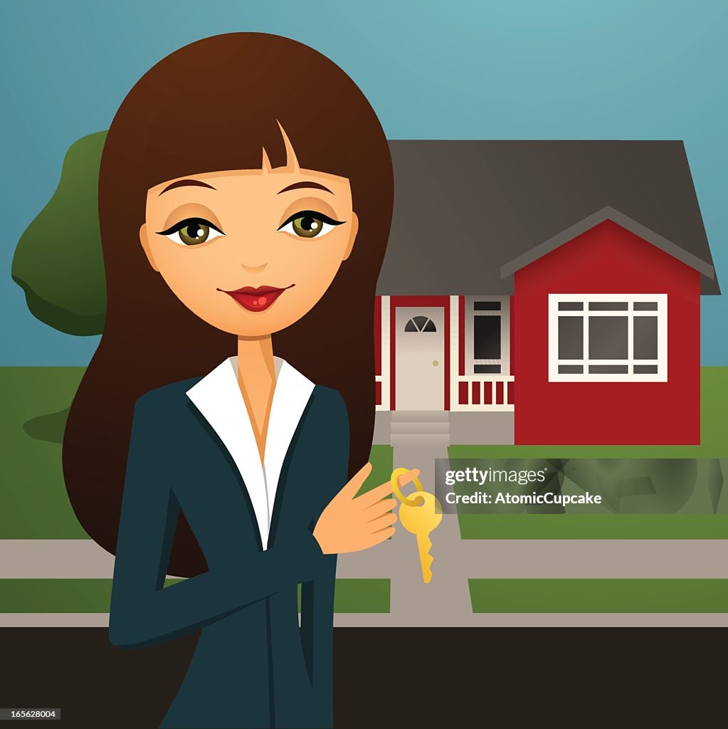 A Cartoon Real Estate Agent With Keys To A House High-Res Vector Graphic -  Getty Images