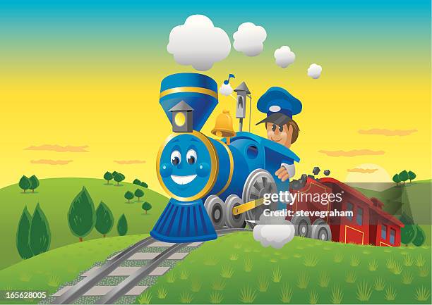 bildbanksillustrationer, clip art samt tecknat material och ikoner med blue train - locomotive