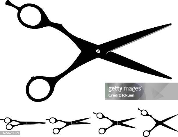 stockillustraties, clipart, cartoons en iconen met hair cutting scissors silhouette - kappersschaar