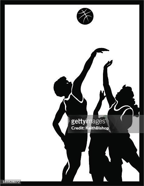 girls basketball, jump ball - wnba - teenage girls stock illustrations