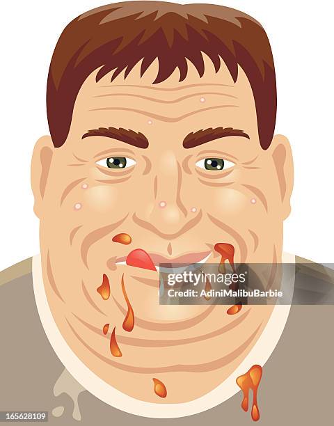 i love to eat fastfood - ugly fat guy stock illustrations