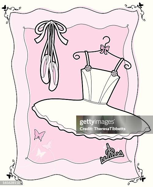 stockillustraties, clipart, cartoons en iconen met girly tutu - ballet shoe