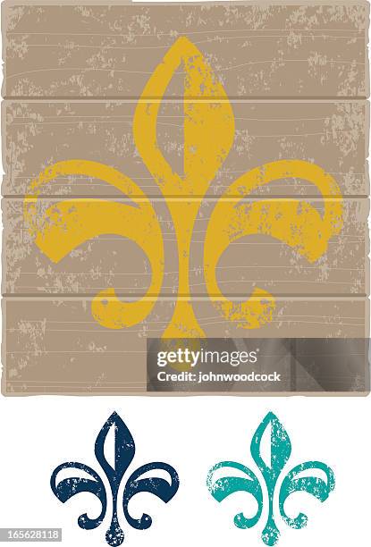 grunge fleur de lys - fleur de lys stock illustrations