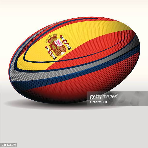 ilustraciones, imágenes clip art, dibujos animados e iconos de stock de pelota de rugby-españa - rugby ball