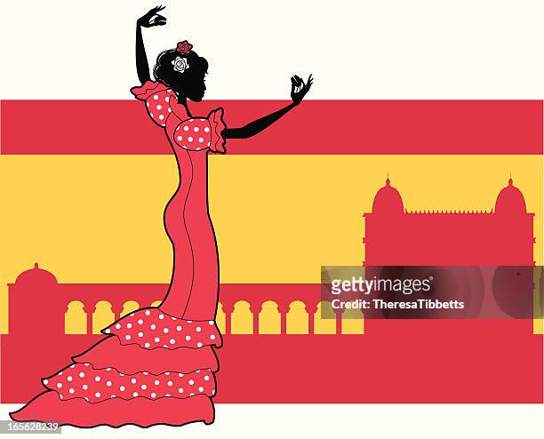 spanish flamenco dancer - flamenco rosa stock illustrations