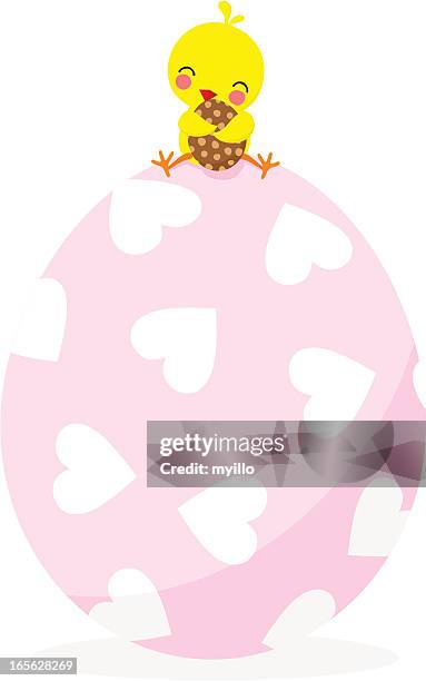 easter chick - easter eggs overhead stock illustrations
