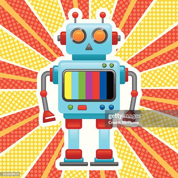 retro robot - retro robot stock illustrations
