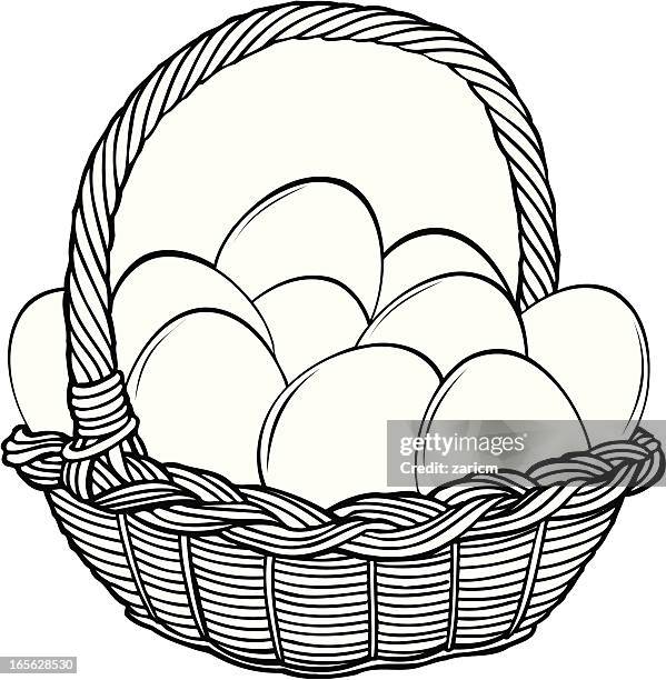 basket with eggs - wicker stock illustrations