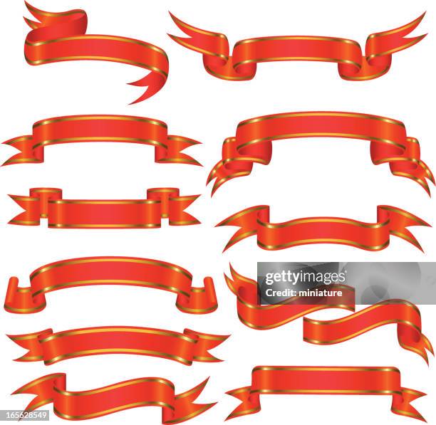 banners-2 - gold ribbon banner stock illustrations