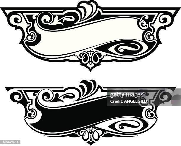 sign art panel - art nouveau banner stock illustrations