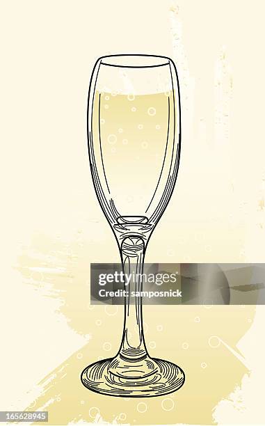 an illustration of a champagne flute - champagne watercolour stock illustrations