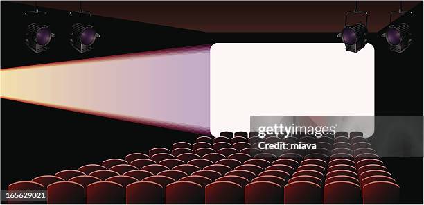 stockillustraties, clipart, cartoons en iconen met movie hall - projection screen