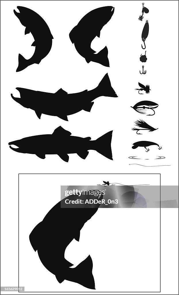 Sport Fishing Silhouette set