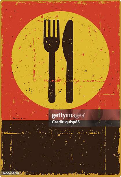 knife and fork - rustic sign stock illustrations