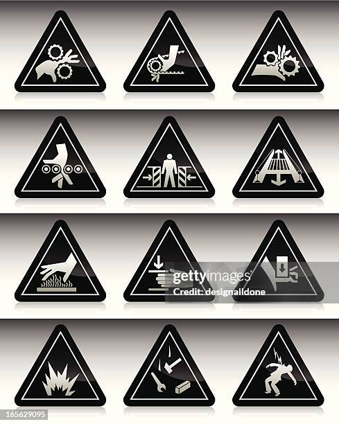 work hazard symbols : black series - injury icon stock illustrations