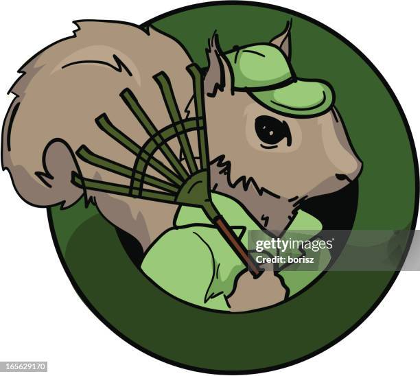 gardener squirrel - squirrel stock illustrations