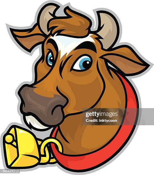 guernsey cow mascot - dairy cattle stock illustrations