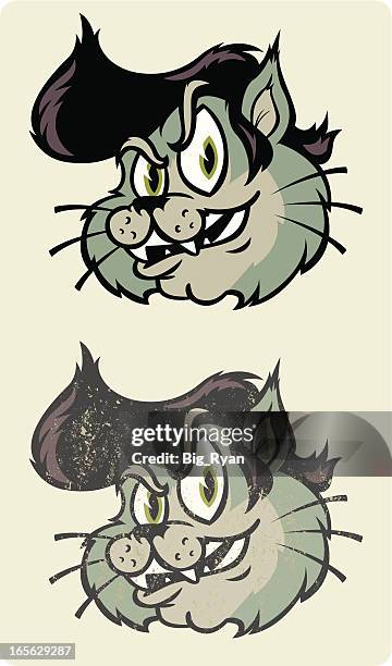 rockabilly cat tat - rockabilly stock illustrations