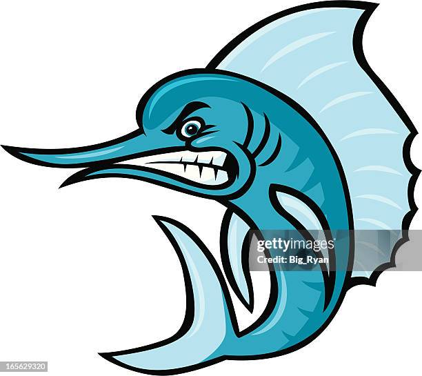 stockillustraties, clipart, cartoons en iconen met cartoon swordfish - marlin