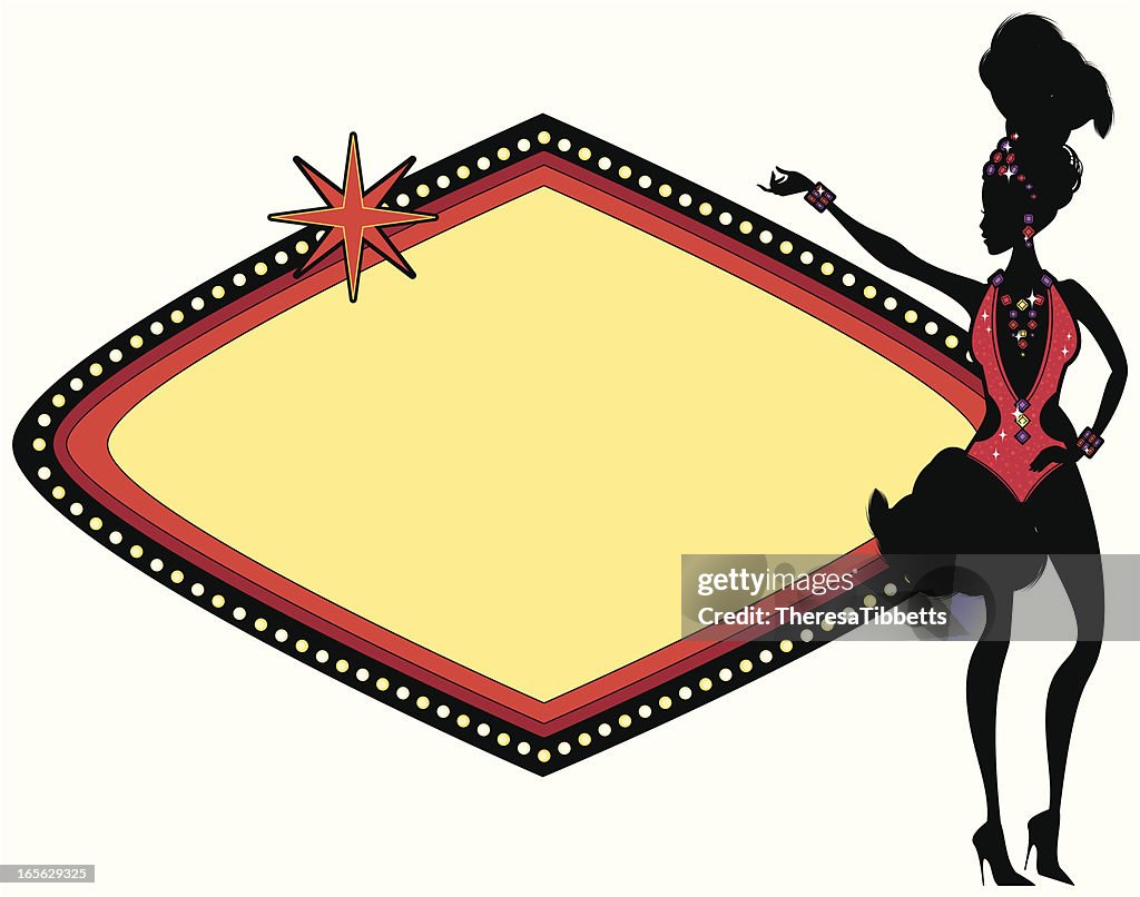 Las Vegas Showgirl and Sign