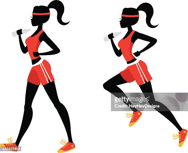 chic runner silhouette - skinny teen stock illustrations