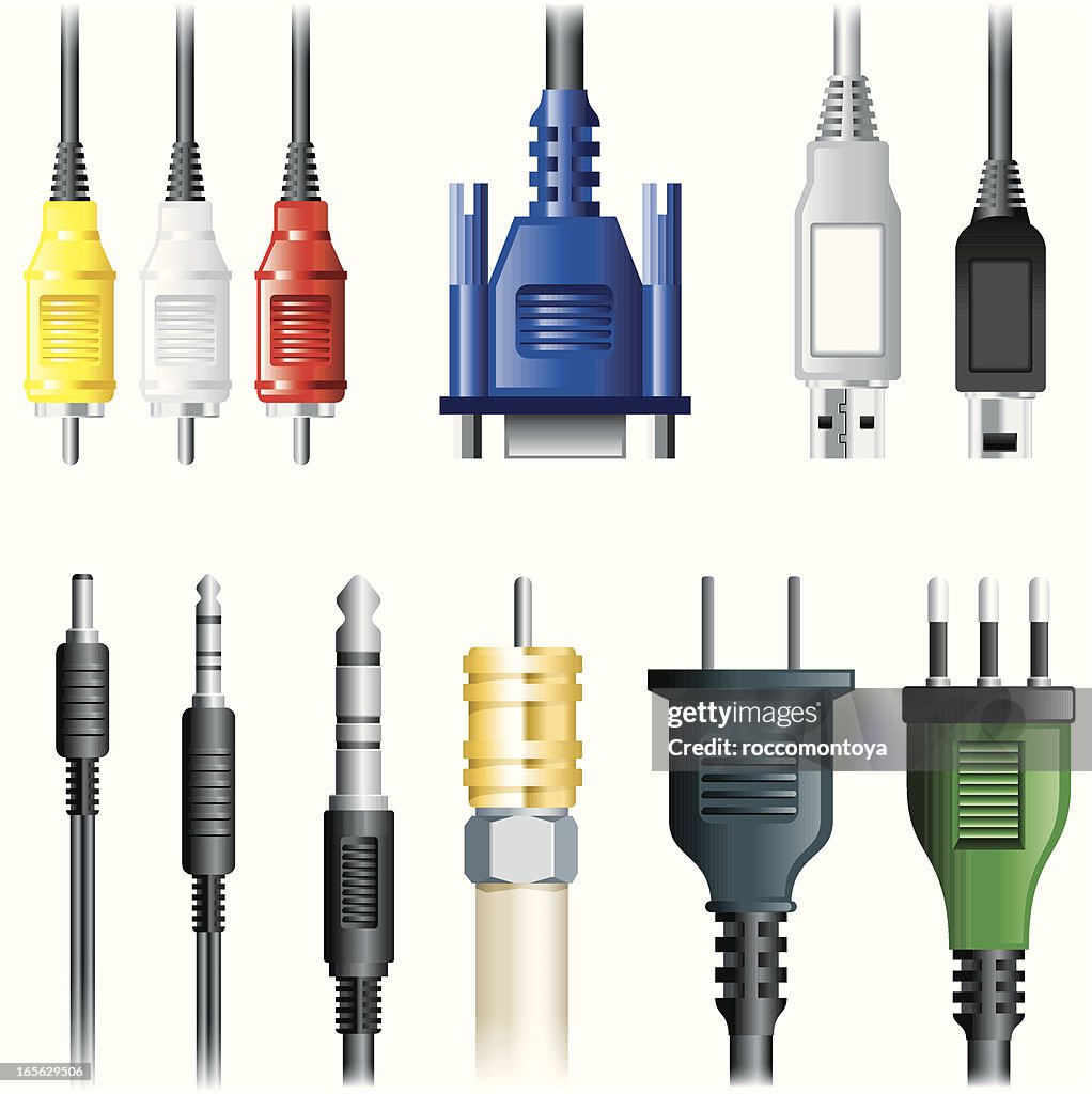 Cable Input Vector Set Of Images Of Multimedia Cables High-Res Vector Graphic - Getty Images