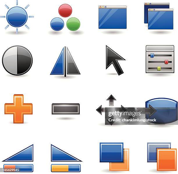 illustrazioni stock, clip art, cartoni animati e icone di tendenza di icona monitor regolazione - bilanciamento del bianco