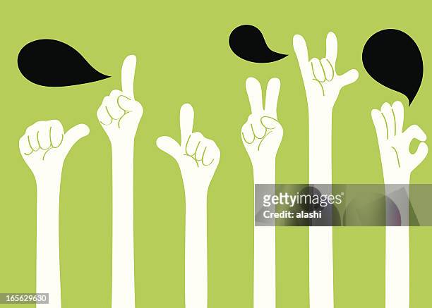 gestikulieren (handzeichen): i love you, ok, gut, eins, zwei, ja! - applaudieren stock-grafiken, -clipart, -cartoons und -symbole