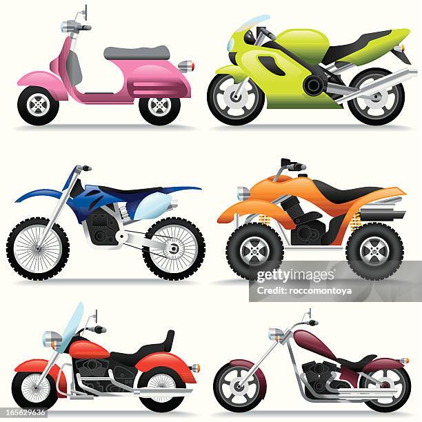 bildbanksillustrationer, clip art samt tecknat material och ikoner med icon set, motorcycles - motorcykel