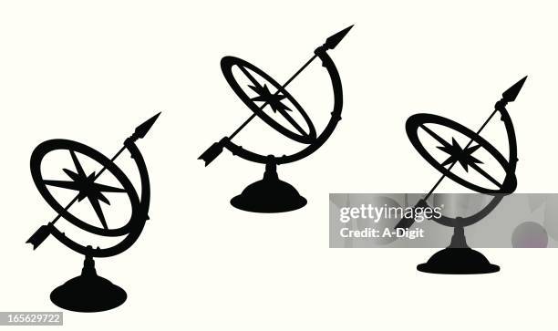 decorative sundial vector silhouette - sundial stock illustrations
