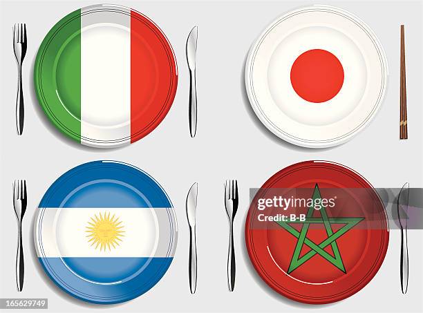 food-italy-argentina-japan-morocco - moroccan food stock illustrations