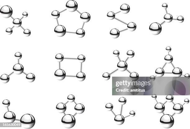 molecular strukturen - silver metal stock-grafiken, -clipart, -cartoons und -symbole